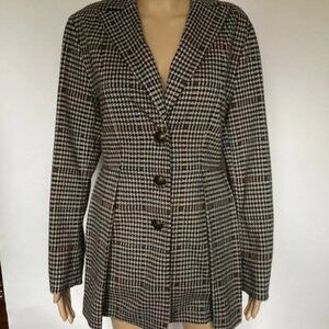 Soft Surroundings  Blazer Houndstooth Plaid Pleated